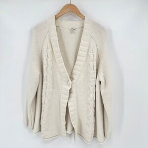 J.Jill Cream Chenille Knit Long Sleeve Open Front Sweater cardigan Women's 1X